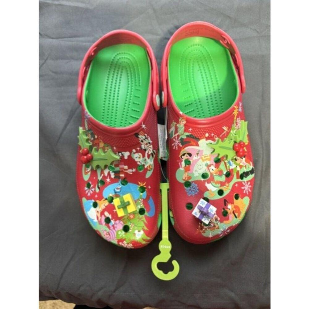 Men's 11 Crocs Disney Classic Christmas Clog 209363 3E8 Red and Green